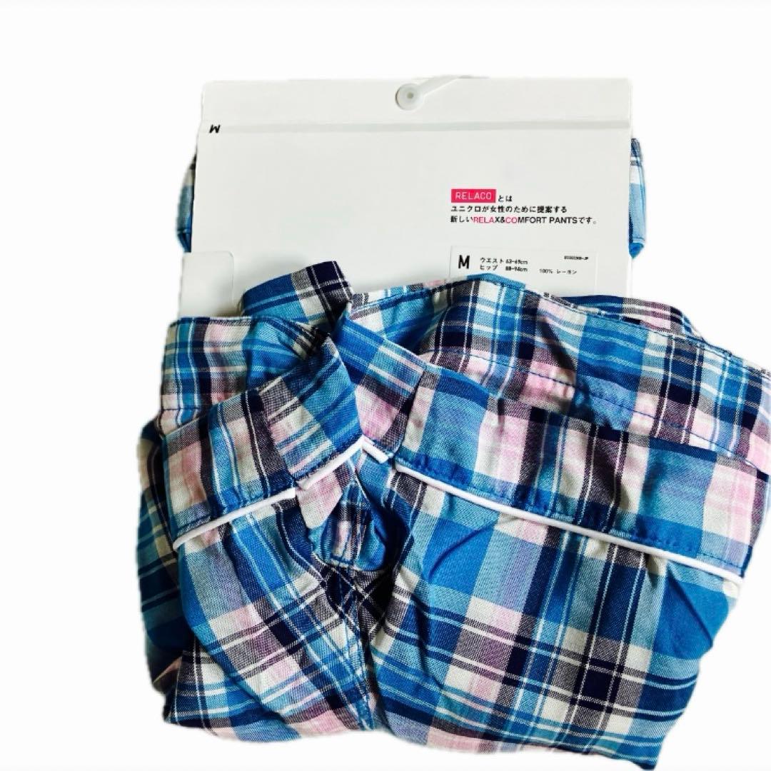 【新品】UNIQLO RELACO／リラコ　ブルーチェック　ショートパンツ　M — image 2