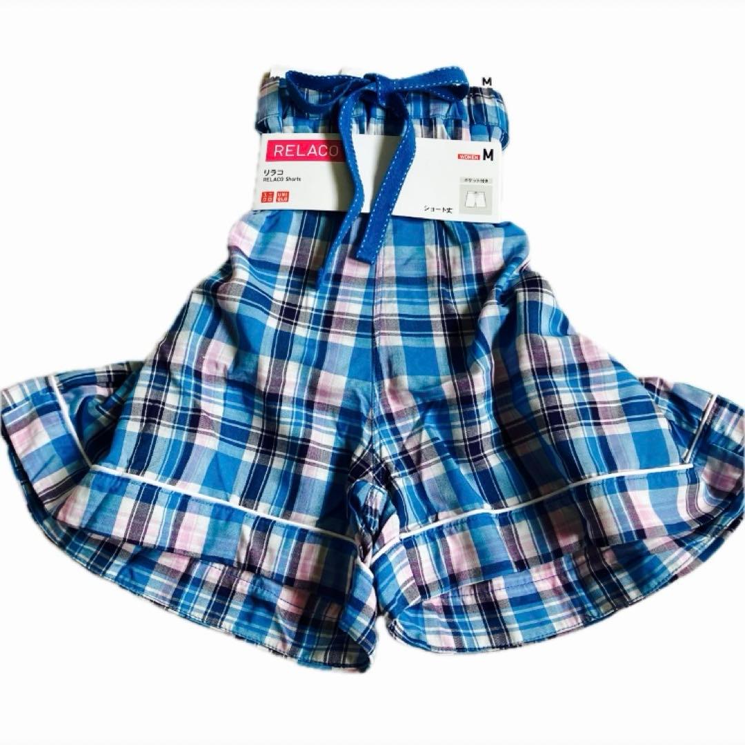 【新品】UNIQLO RELACO／リラコ　ブルーチェック　ショートパンツ　M — image 3