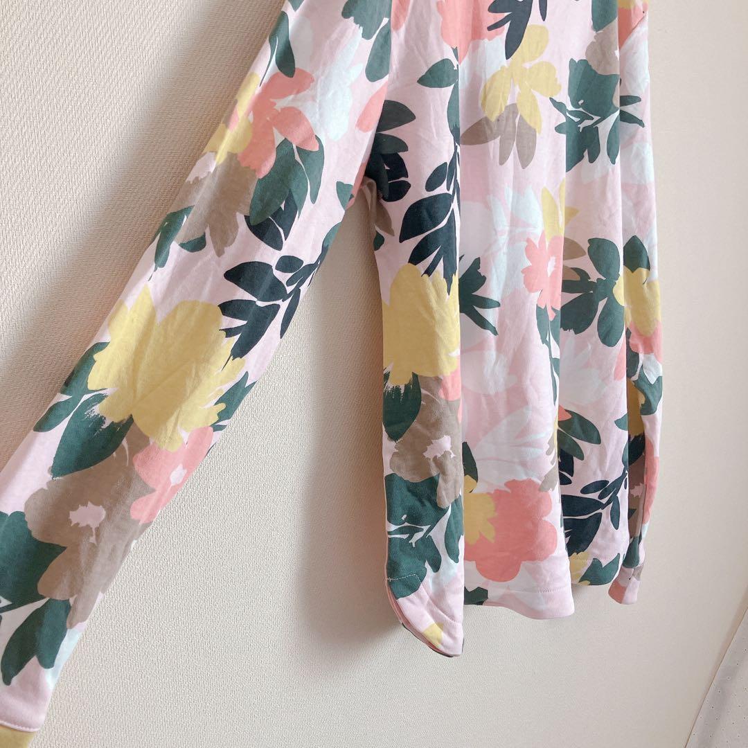クロフトアンドバロー 花柄 カットソー クルーネック 長袖【S】桃 黄 緑 綿 — image 5