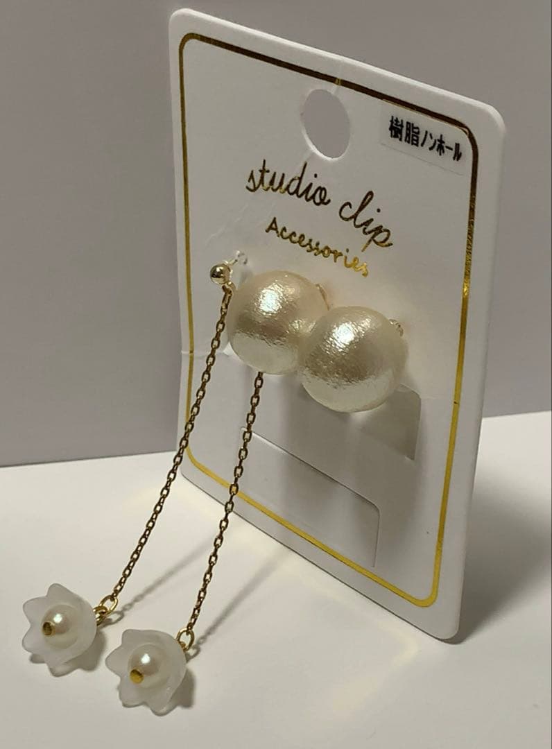 【未使用】Cパールイヤリングセット ２種セット 樹脂ノンホールピアス — image 4