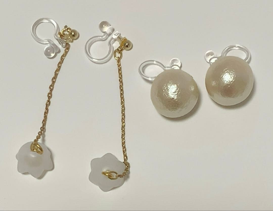 【未使用】Cパールイヤリングセット ２種セット 樹脂ノンホールピアス — image 5