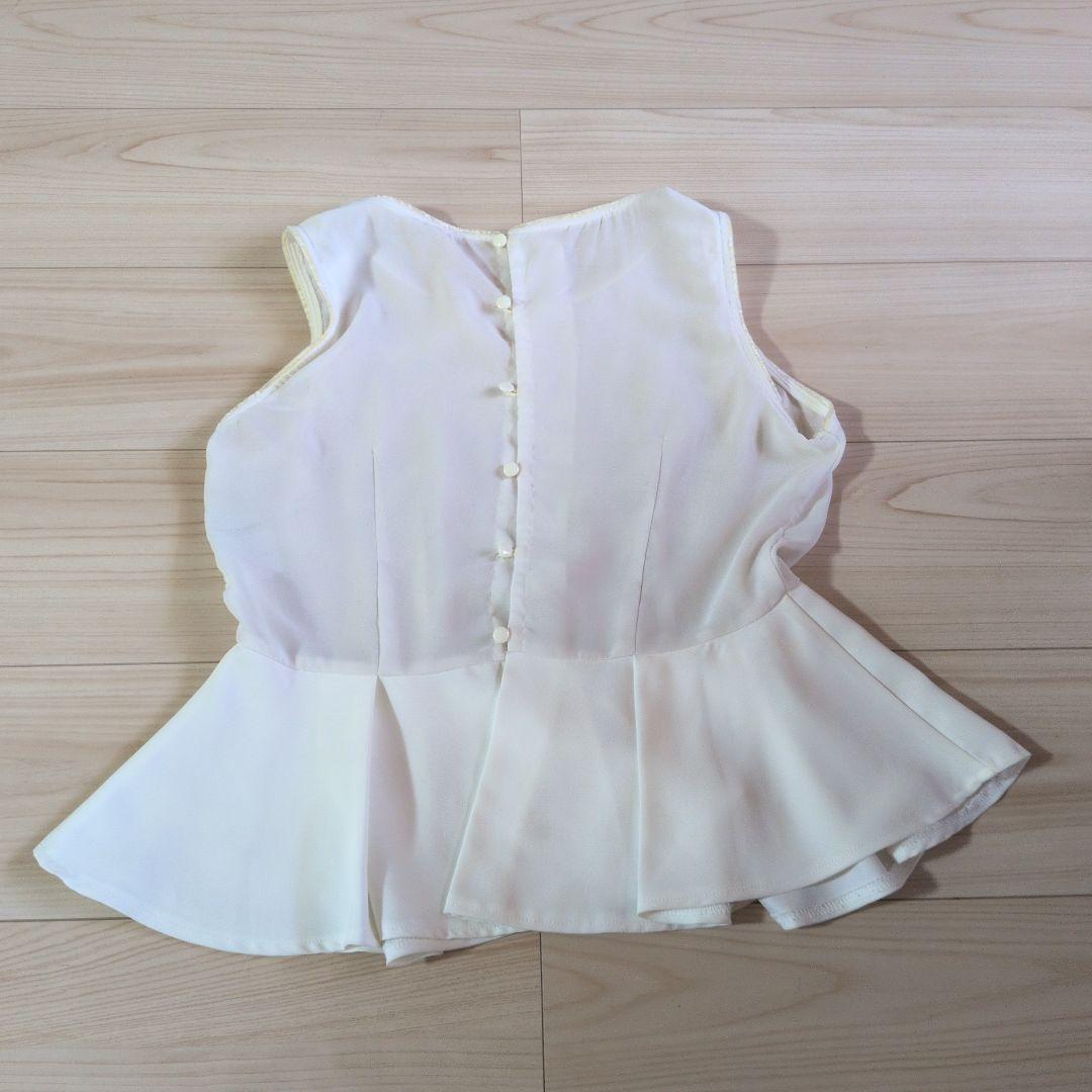 J.FERRY ノースリーブ ペプラム トップス ホワイト M — image 2