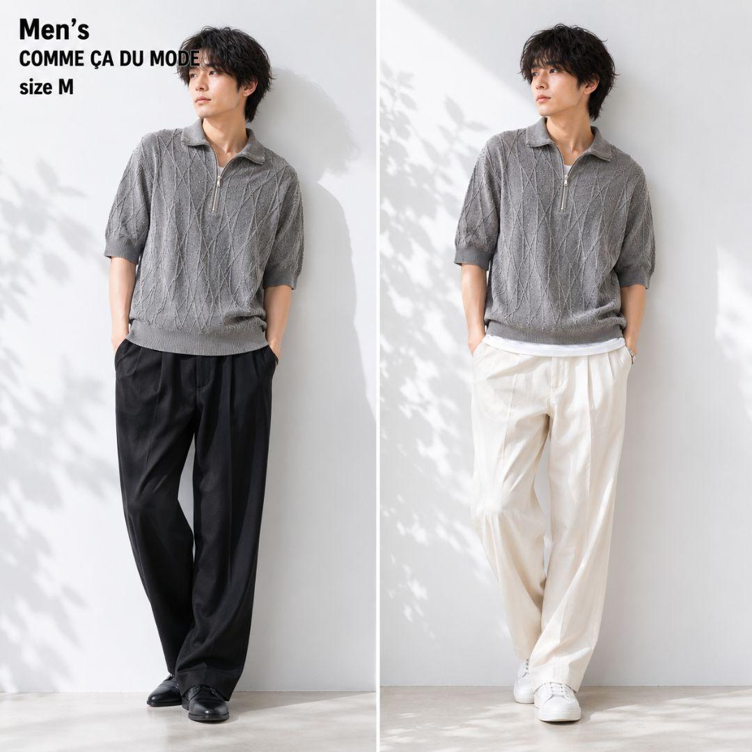 希少✨️ COMME CA DU MODE ハーフジップ サマーニット 半袖 M — image 2