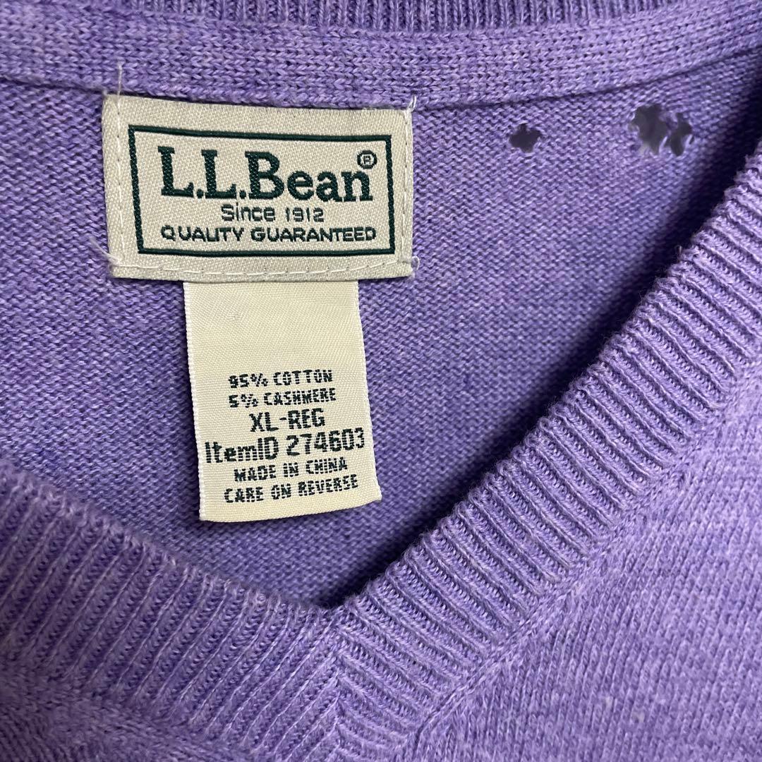 大きいサイズ　L.L.Bean エルエルビーン　カシミヤVネックニットソー　紫 — image 3