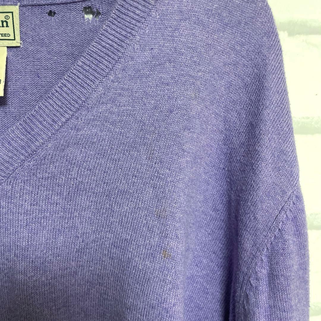 大きいサイズ　L.L.Bean エルエルビーン　カシミヤVネックニットソー　紫 — image 4