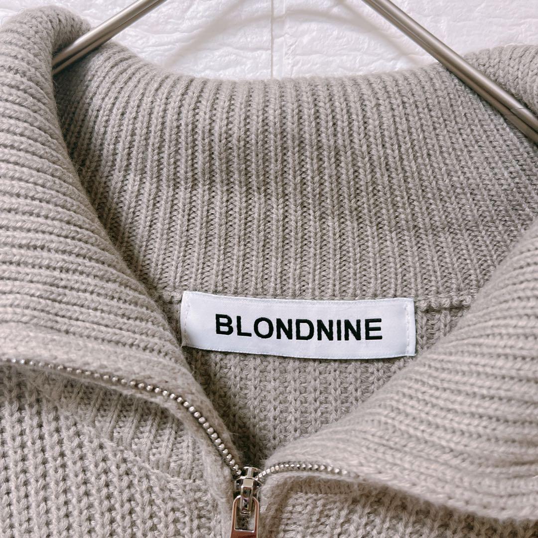 BLONDNINE [L] ハーフジップ ニット プルオーバー ベージュ — image 3