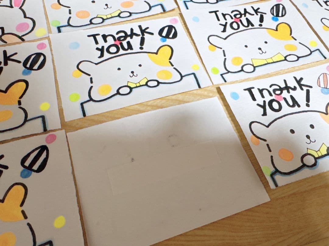 Thank you サンキューカード うさぎ ハムスター 25枚セット手書き — image 2