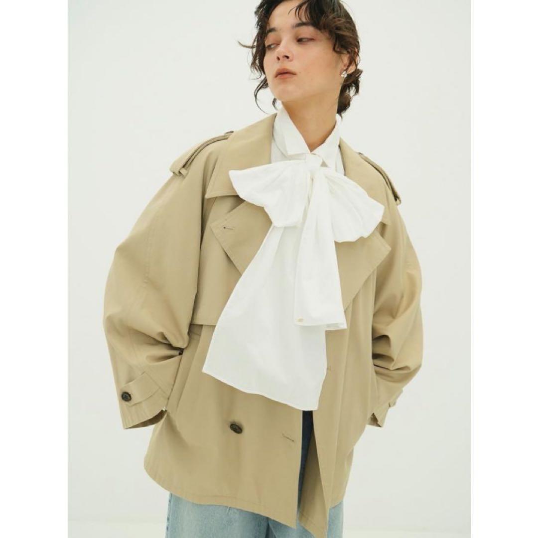 【CLANE クラネ】 OVER SHORT TRENCH COAT — image 1