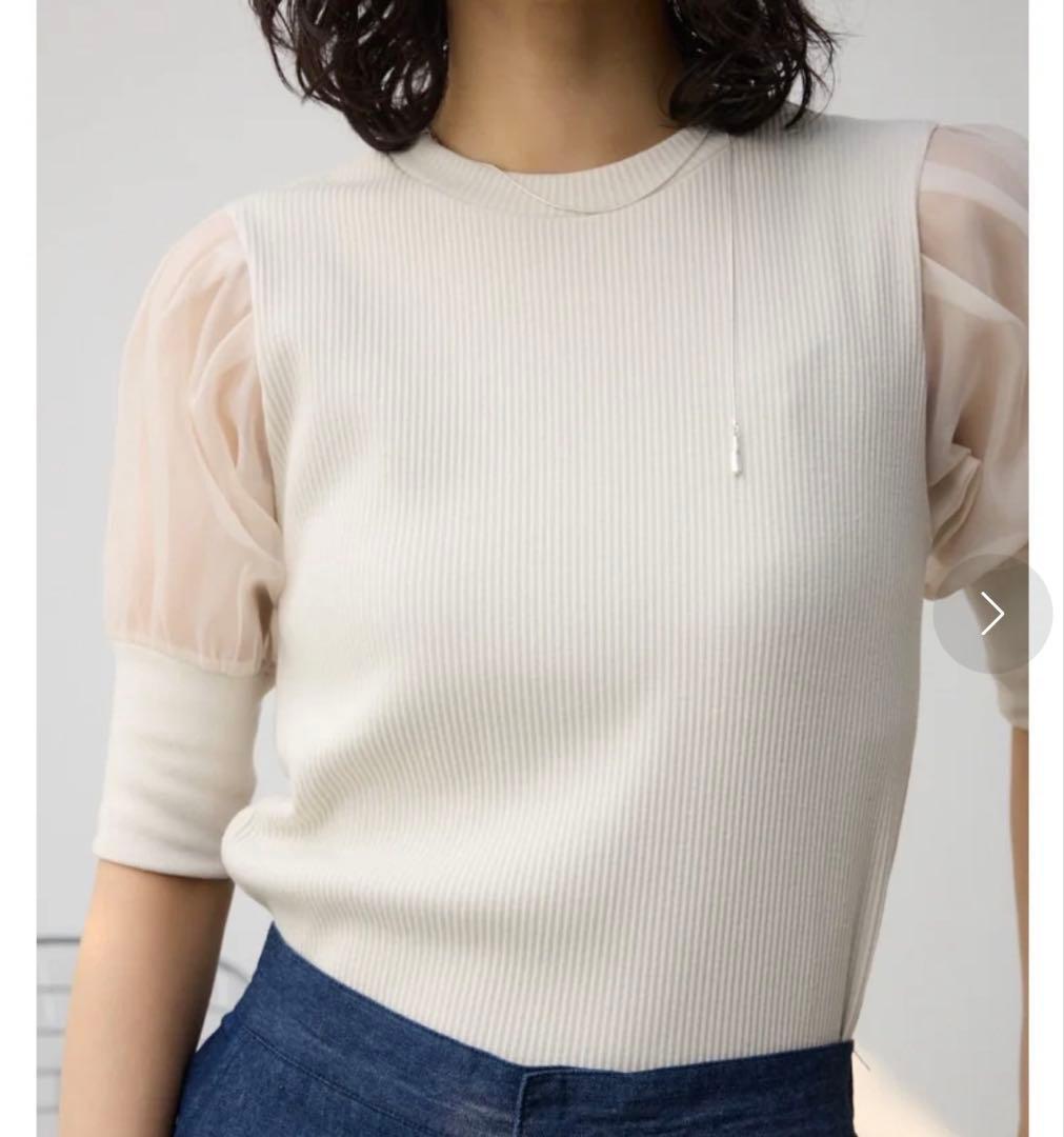 AZUL シアー切替　オフホワイトトップス — image 2