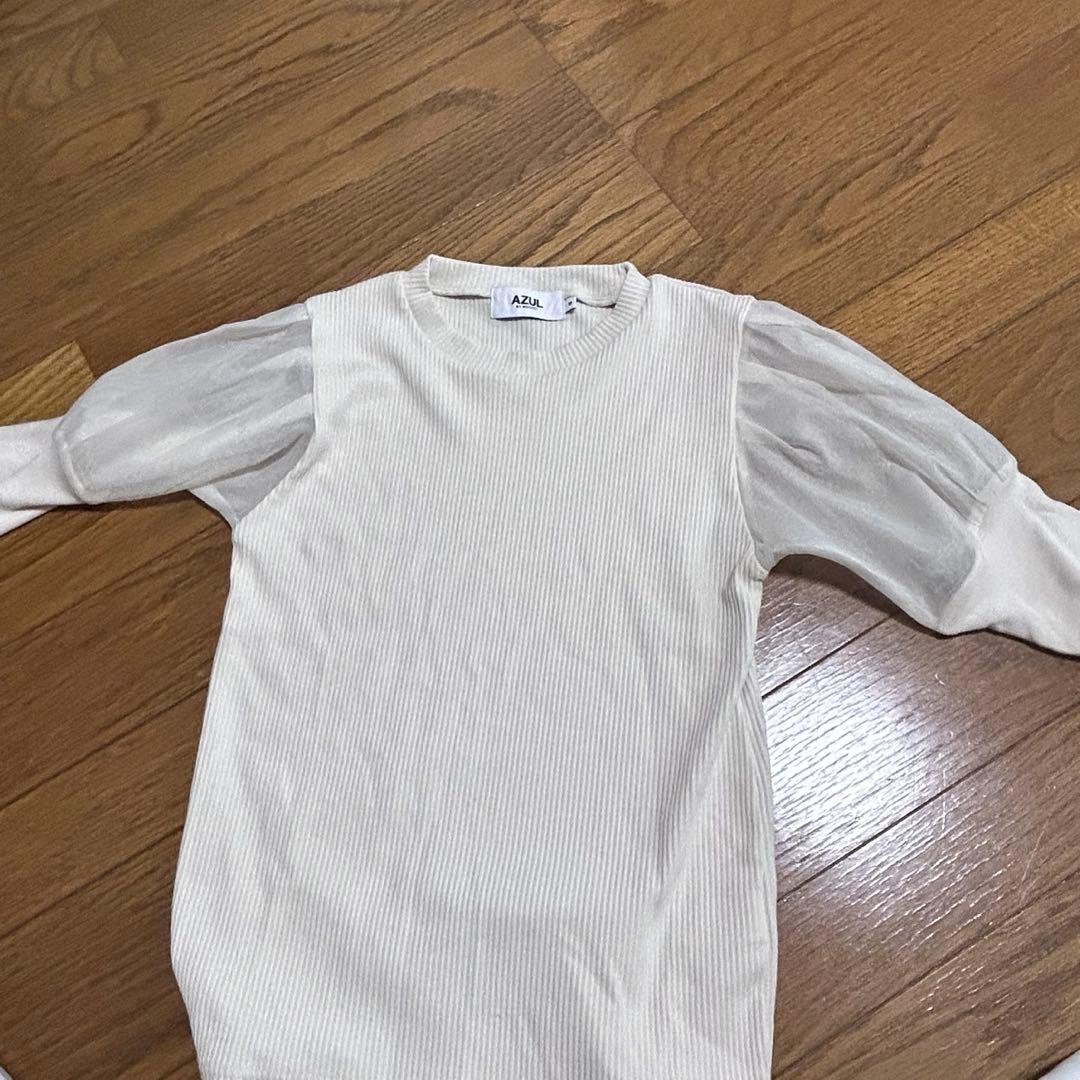 AZUL シアー切替　オフホワイトトップス — image 3