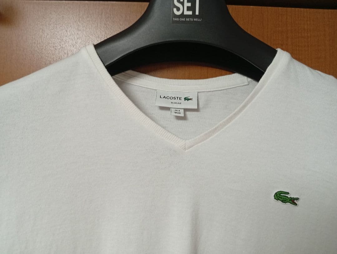 LACOSTE Vネック 長袖Tシャツ ホワイト — image 2