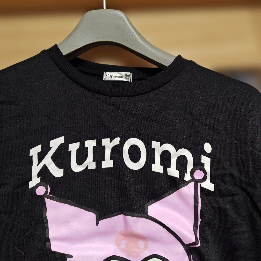 大きいサイズKuromi袖ロゴ可愛い蛍光被り物裏起毛薄手 トレーナー — image 2