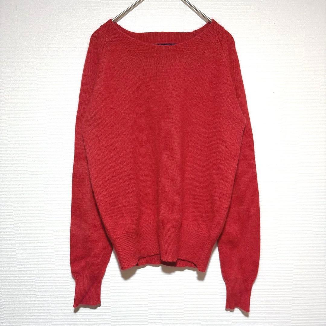 トミーヒルフィガー アンゴラ混 ニット エルボーパッチ　セーター　赤 綿100% — image 2