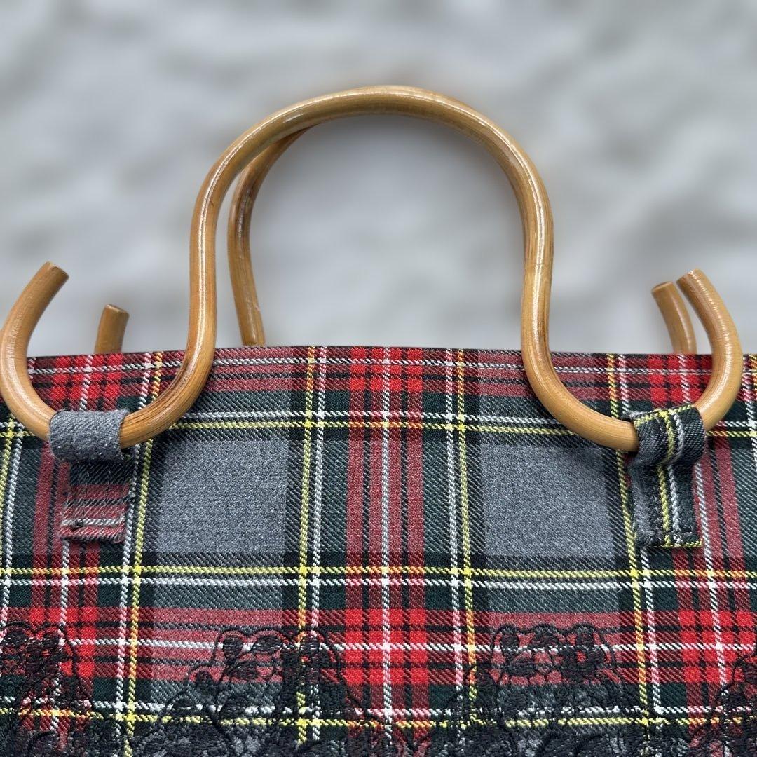 【美品】Samantha Thavasa ウッドハンドル チェック レース — image 4