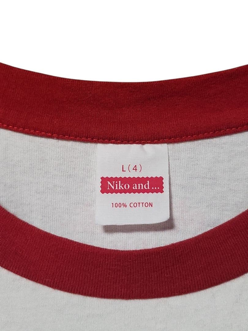 Niko and... リンガーTシャツ ホワイト レッド サイズL — image 3