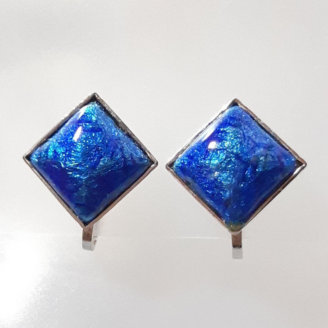 イヤリング　七宝焼　ブルー　青　エナメル — image 2