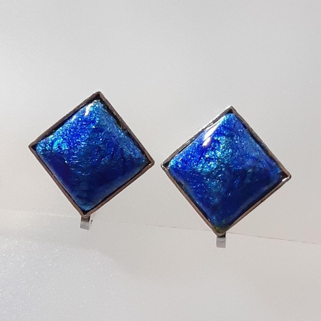 イヤリング　七宝焼　ブルー　青　エナメル — image 3