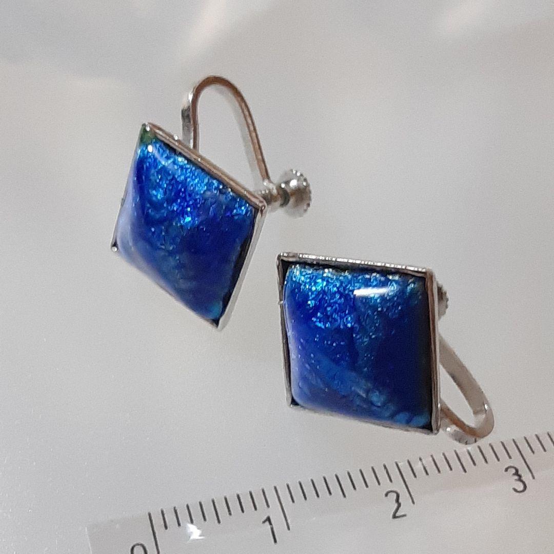イヤリング　七宝焼　ブルー　青　エナメル — image 5