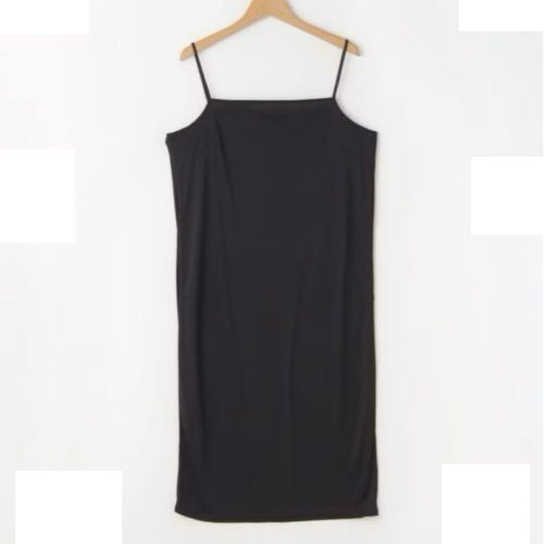 coen新品⭐️ロングワンピース　ブラック 半袖　定価¥12100 キャミ付き — image 2