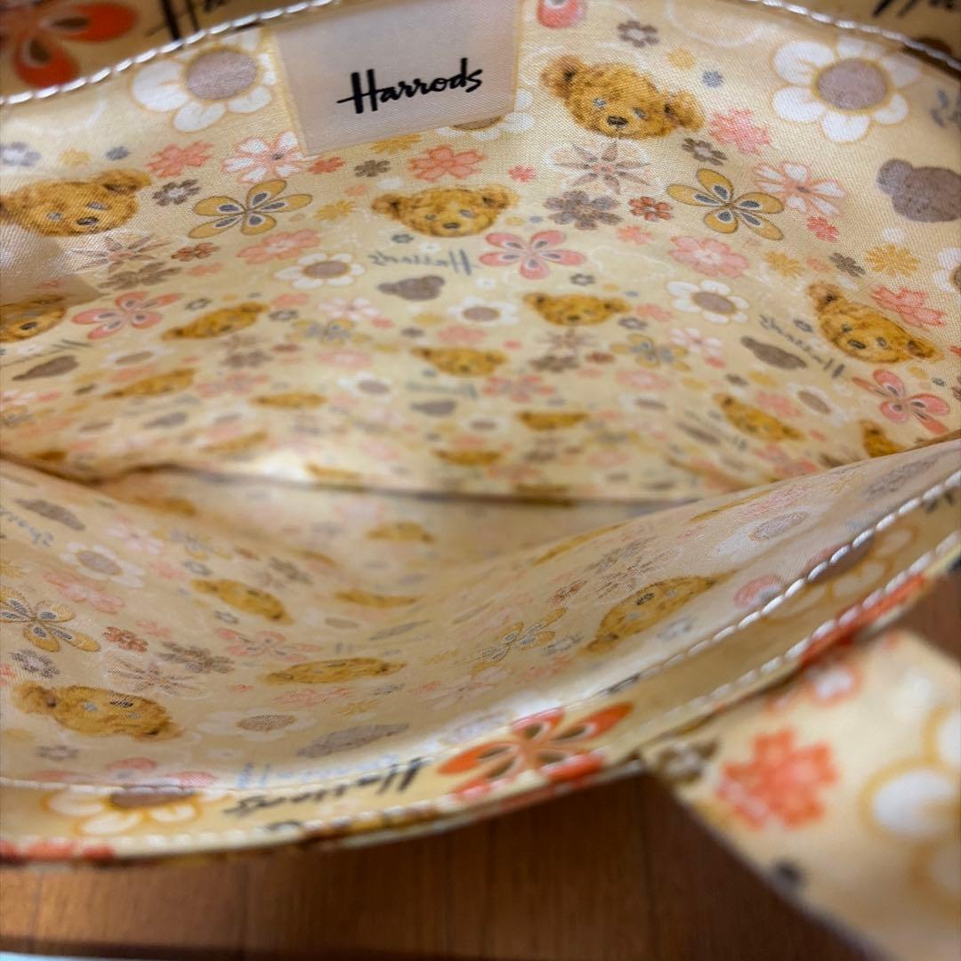 Harrods ハロッズ　ベア柄　花柄　くま　オレンジ　トートバッグ — image 3