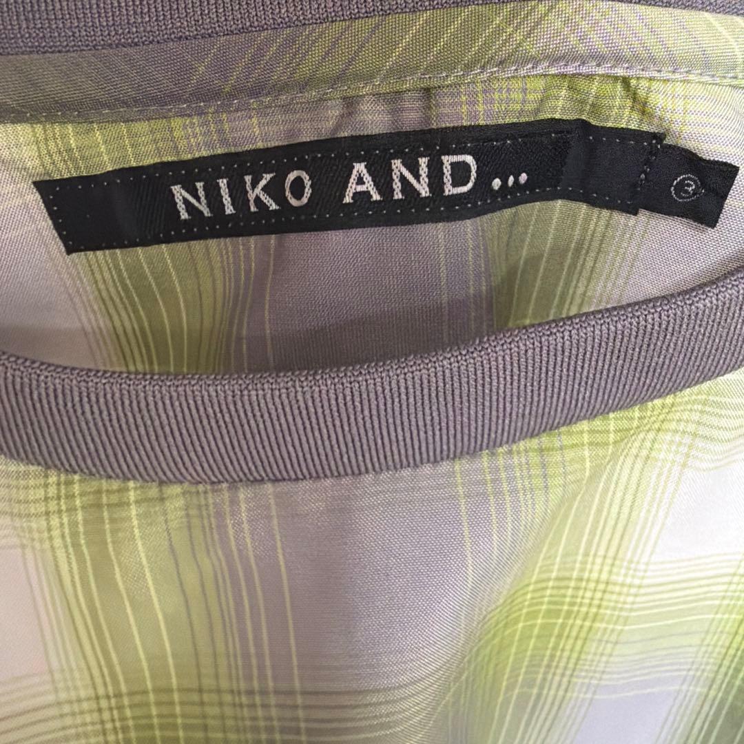 niko and... チェック柄 ポケットTシャツ グリーン系 サイズM — image 3