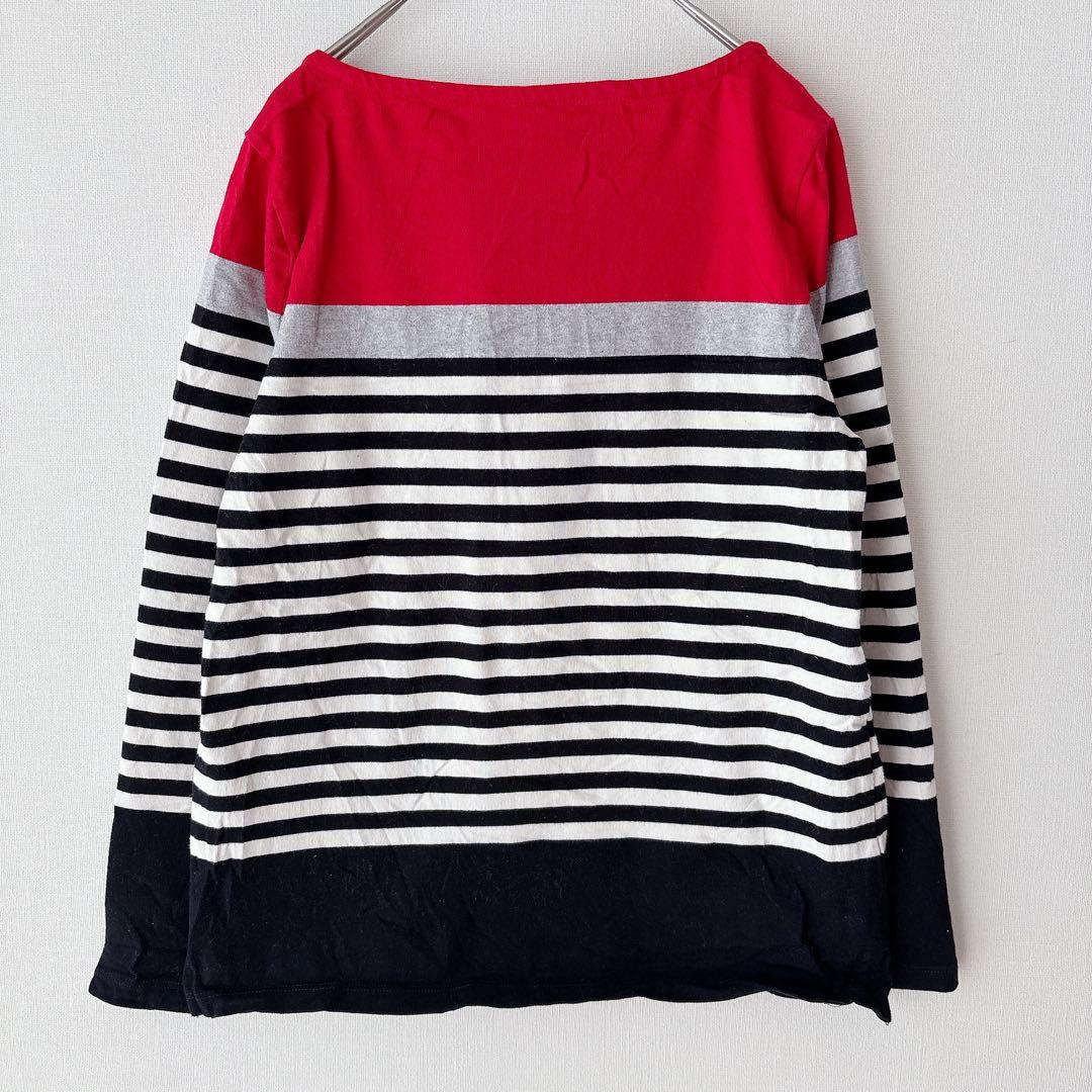 美品 TALBOTS タルボット カットソー 長袖 ボーダー S 赤 黒 グレー — image 2
