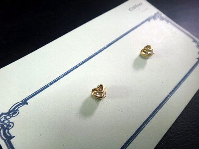 ハート CZ YG"ゴールド" マグネット　イヤリング（ピアス風） — image 2