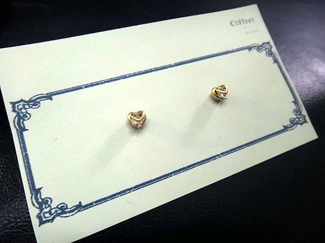 ハート CZ YG"ゴールド" マグネット　イヤリング（ピアス風） — image 4