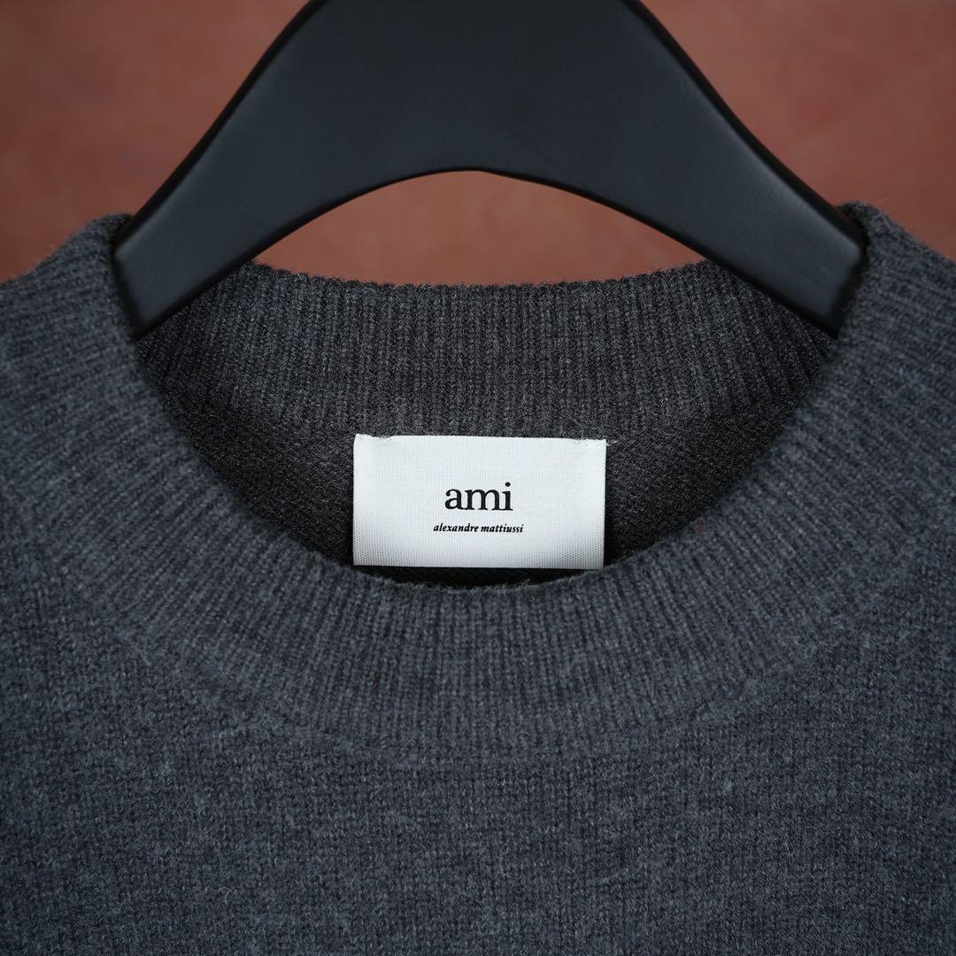 ami グレー ハート刺繍 セーター — image 3