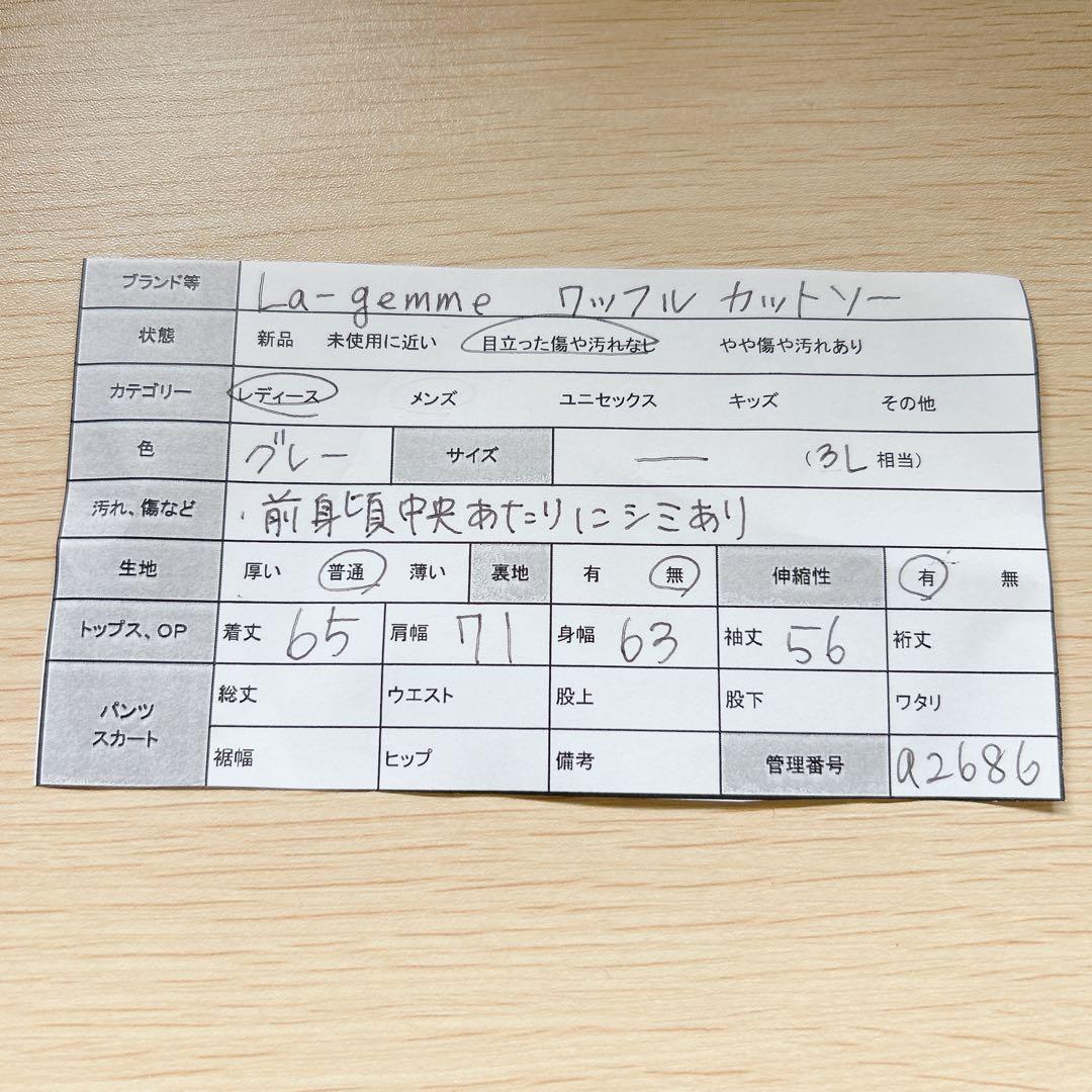 ラジエム La-gemme ワッフルカットソー 3L相当 バイカラー コットン混 — image 2