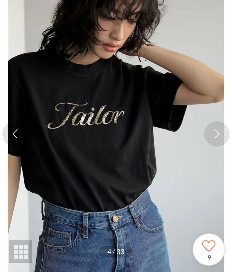 Re:EDIT スパンコール筆記体ロゴTシャツ ブラック — image 2