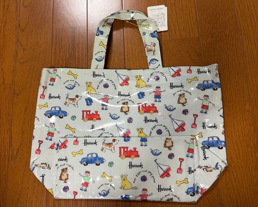 Harrods ハロッズ　トートバッグ　犬　車柄　ライトブルー — image 2