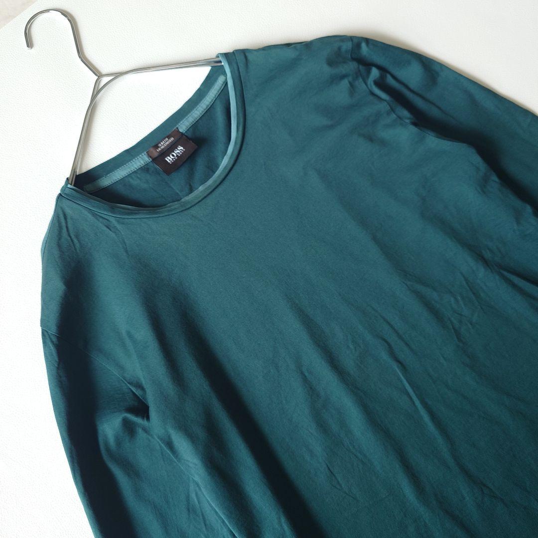 HUGO BOSS マーセライズド ストレッチ S〜M カットソー 深緑 長袖 — image 2