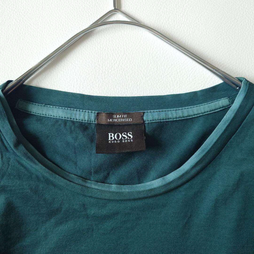 HUGO BOSS マーセライズド ストレッチ S〜M カットソー 深緑 長袖 — image 5
