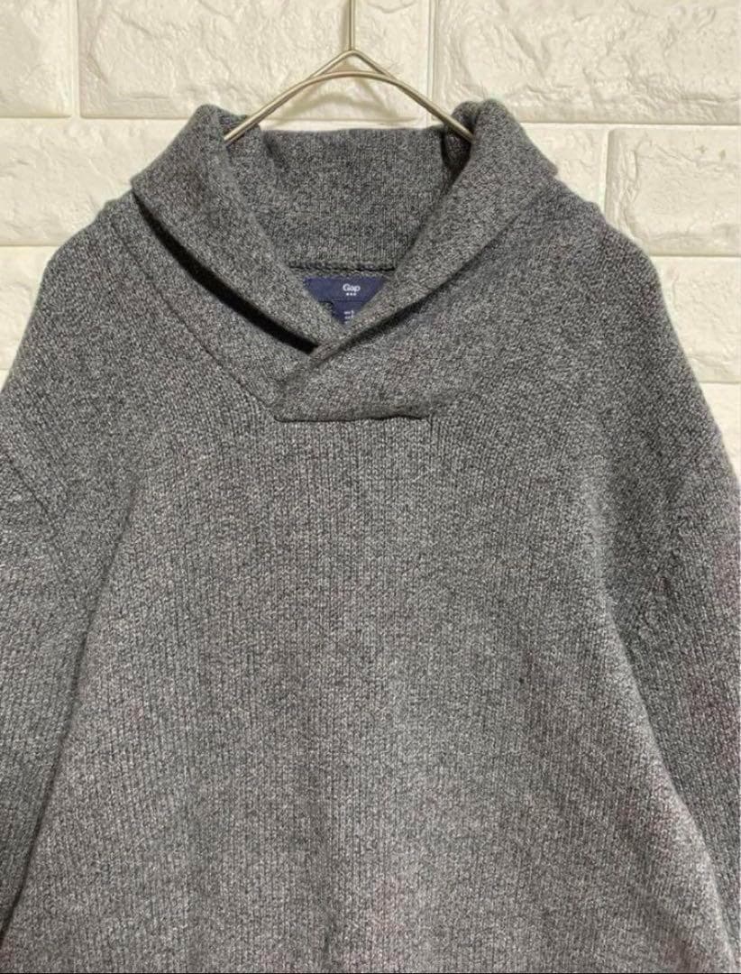 美品　[Gap] ショール　長袖　厚手　コットン　ニット　グレー　小顔効果　S — image 3