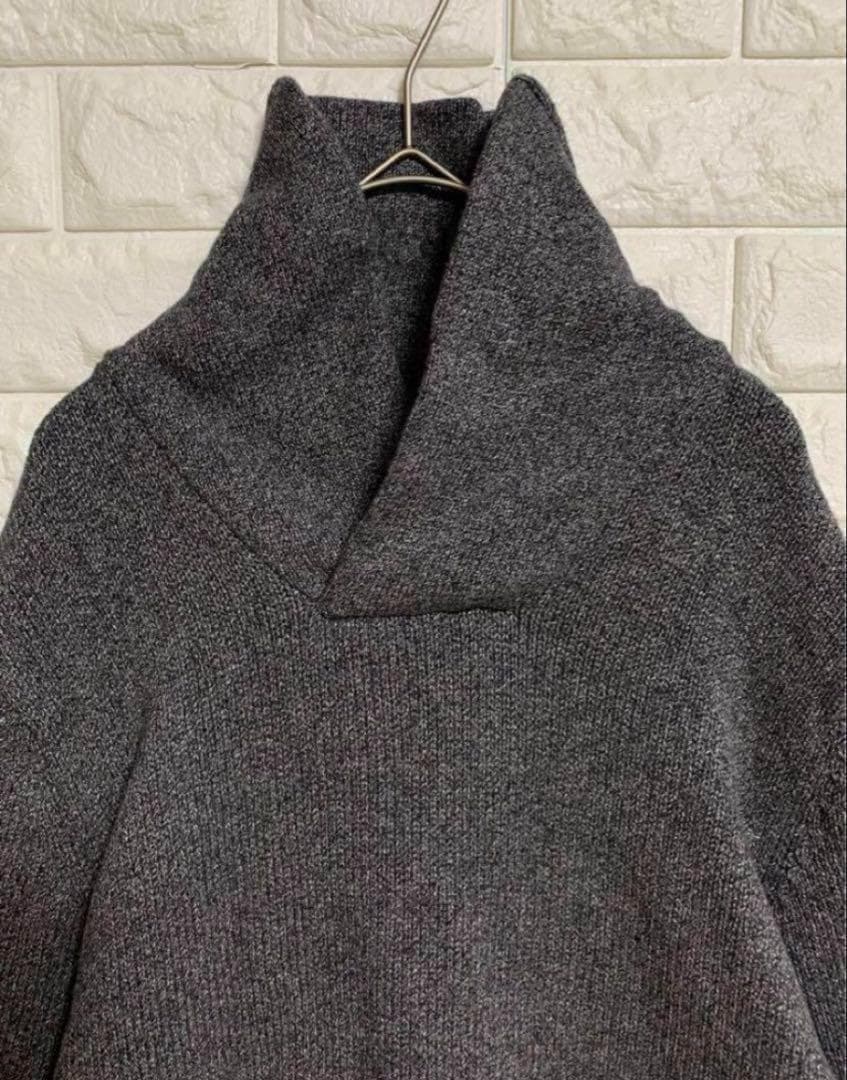 美品　[Gap] ショール　長袖　厚手　コットン　ニット　グレー　小顔効果　S — image 4