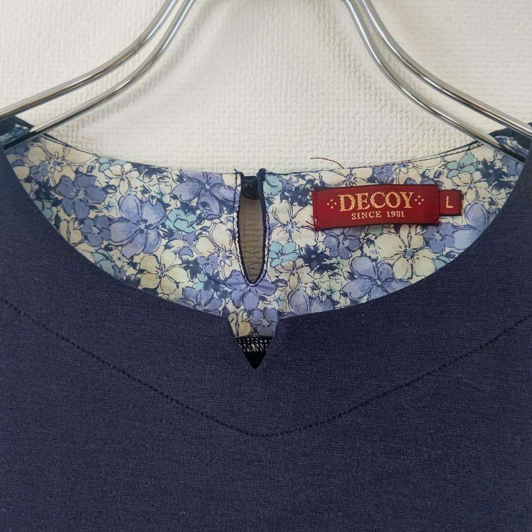 DECOY デコイ 五分袖 カットソー ネイビー 花柄 Lサイズ — image 2