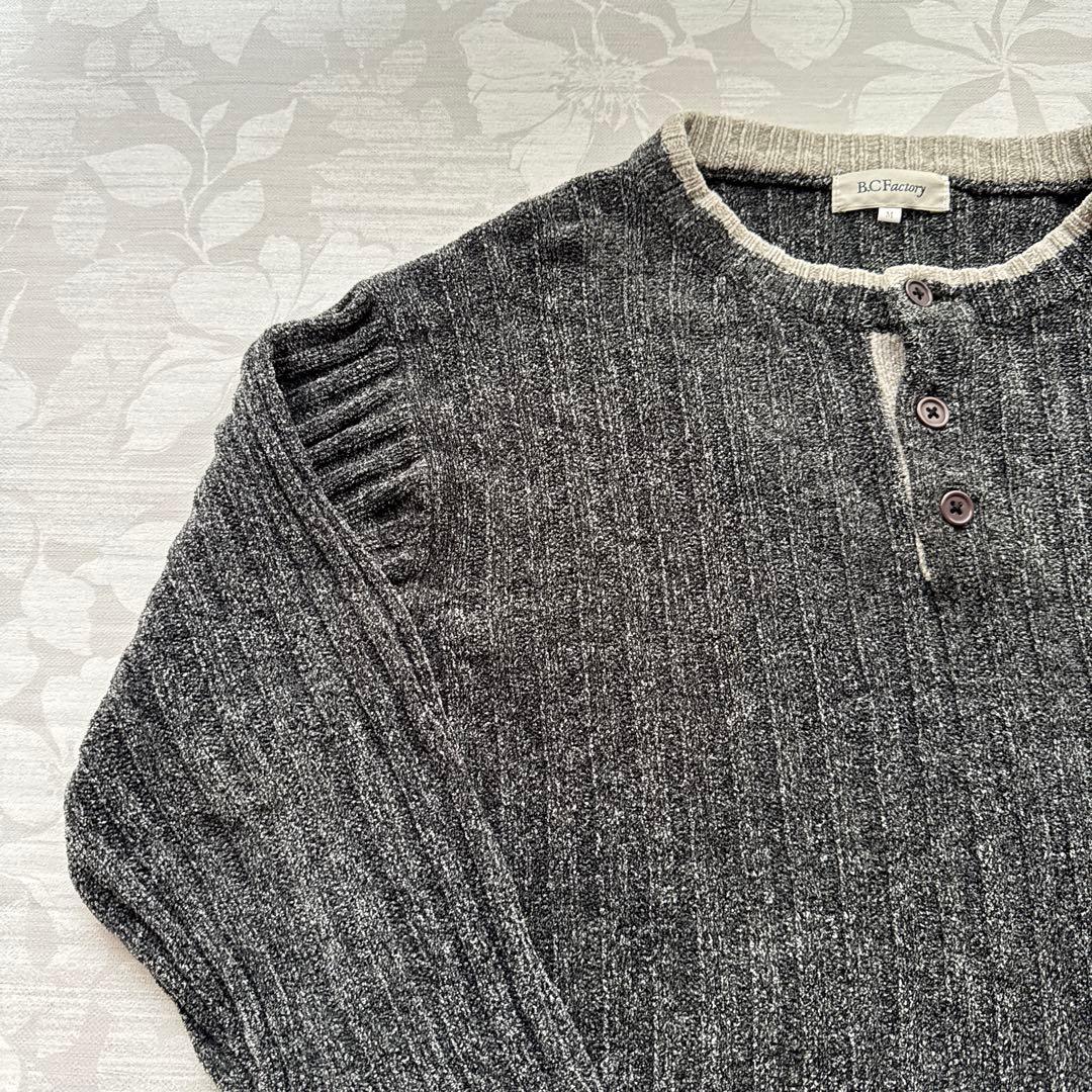 美品 B.C Factory ヘンリーネック リブニット パフスリーブ M — image 5
