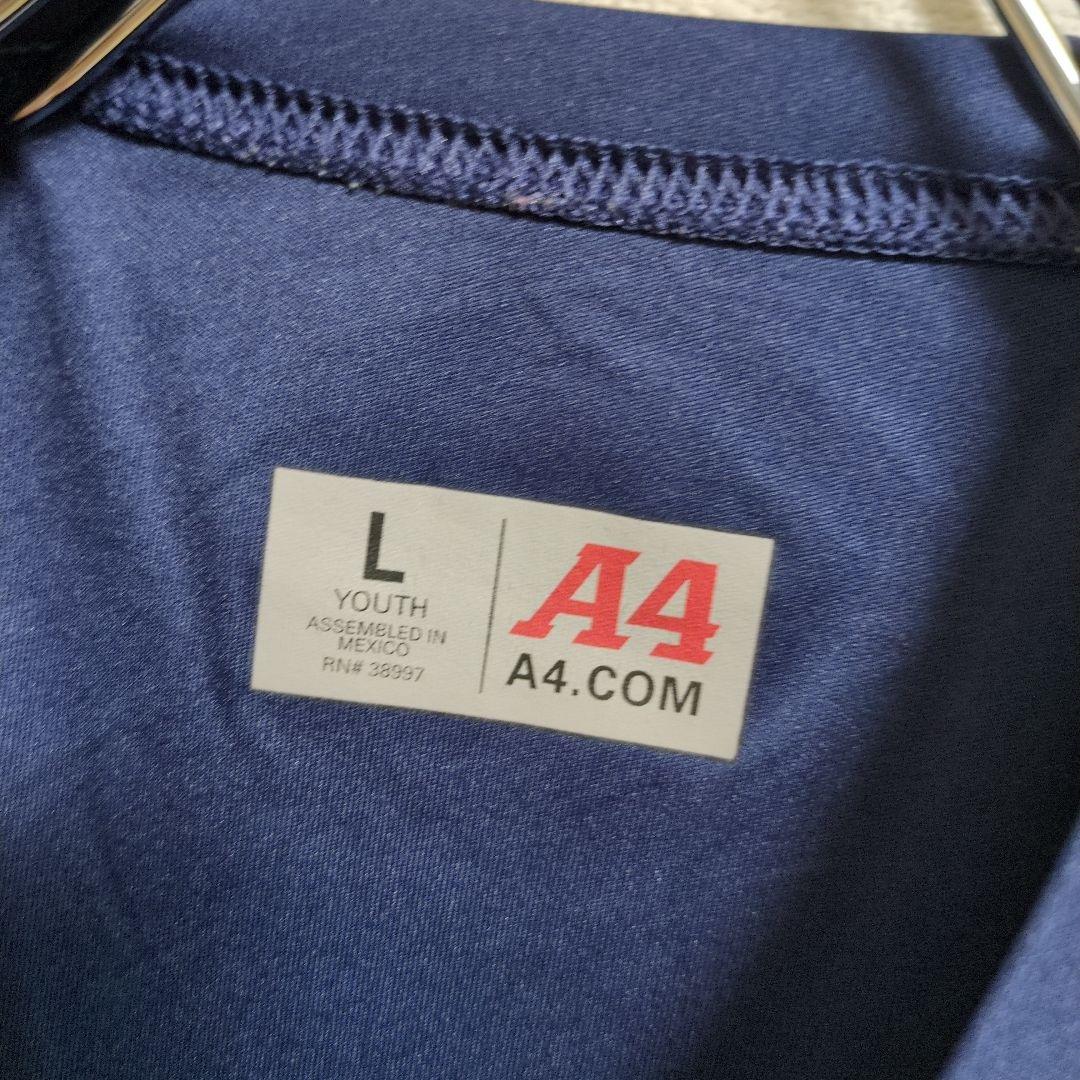 A4 エーフォー Tシャツ クルーネック 半袖 無地 M 紺 ポリエステル — image 2