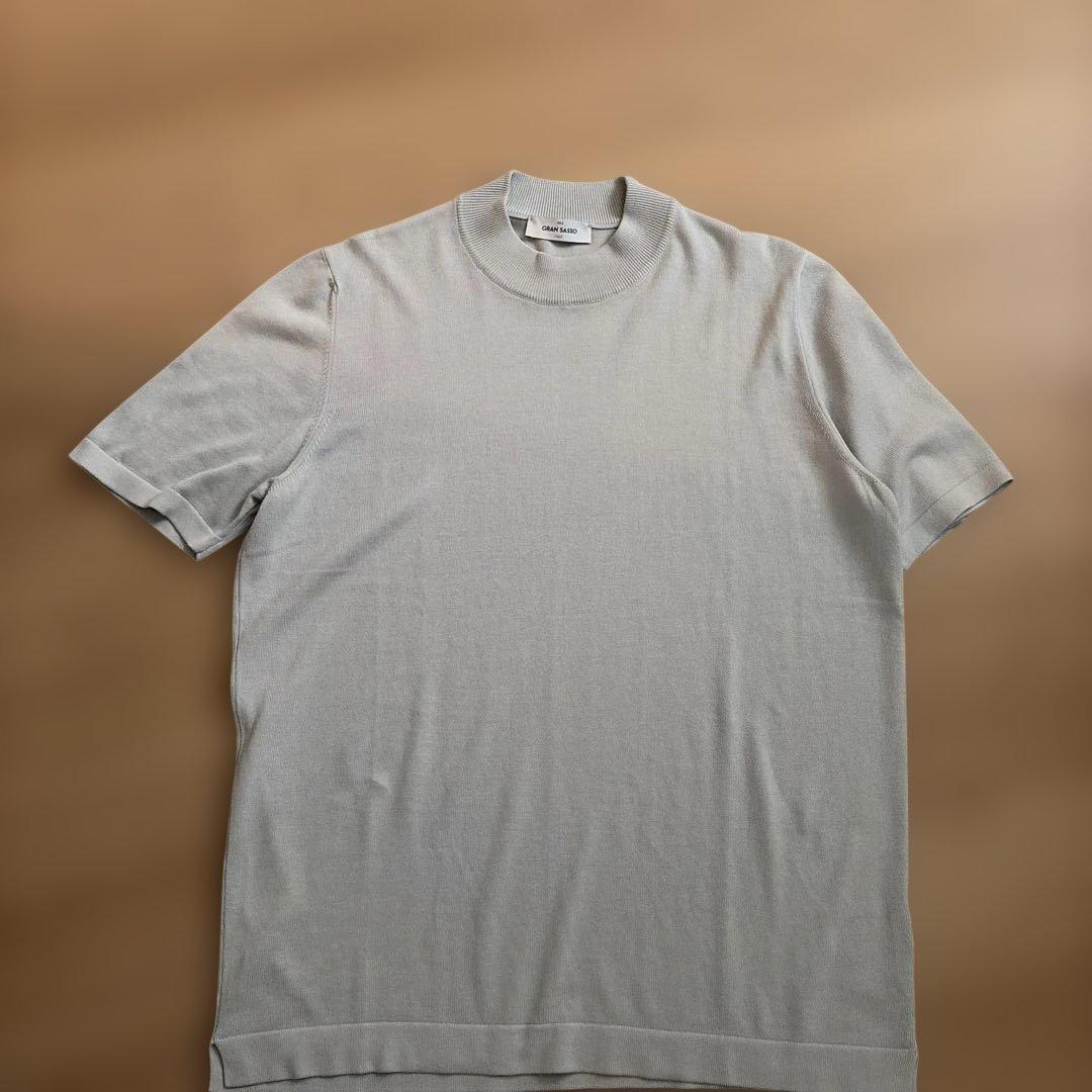 GRAN SASSO ニット 半袖 モックネック ライトグレー — image 2