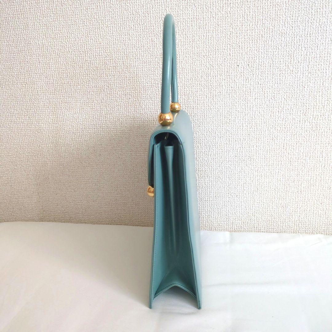 美品ヴィンテージ　パロマピカソ　ハンドバッグ　ブルー　ゴールドボタン — image 5