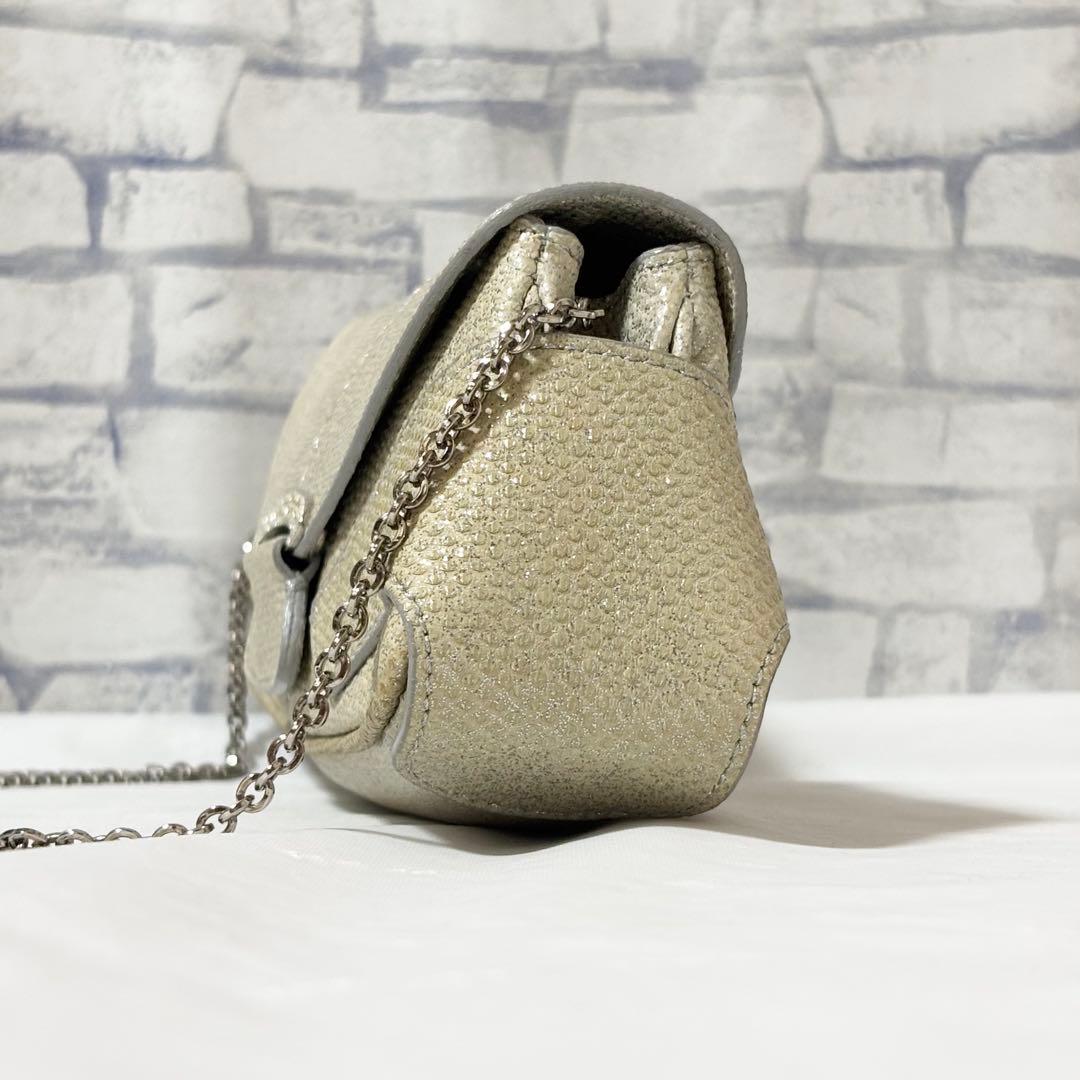 TOD'S トッズ・チェーンハンドバッグ ポーチ リザード本革ラメ付き 保存袋 — image 5