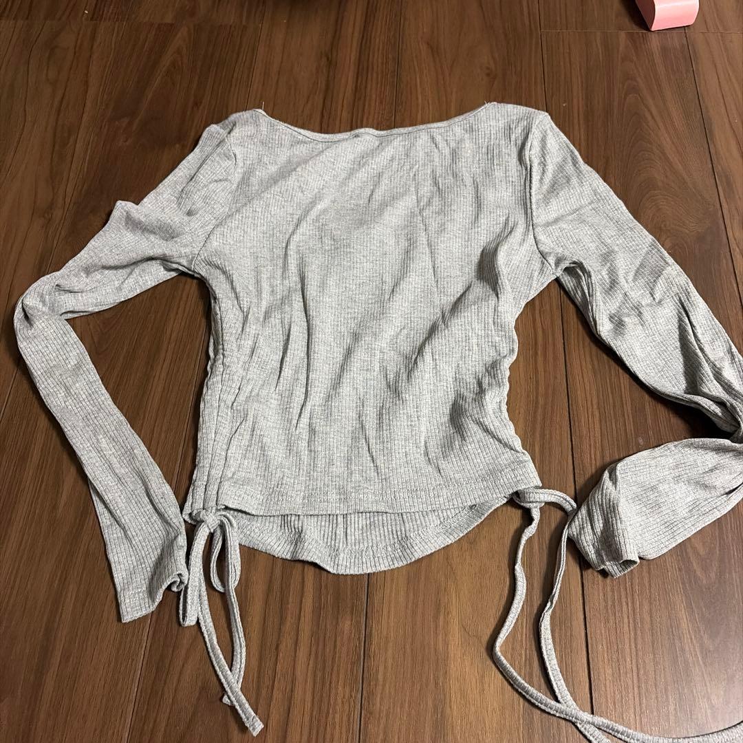 SHEIN トップス グレー ウィッシュコア リボン — image 2