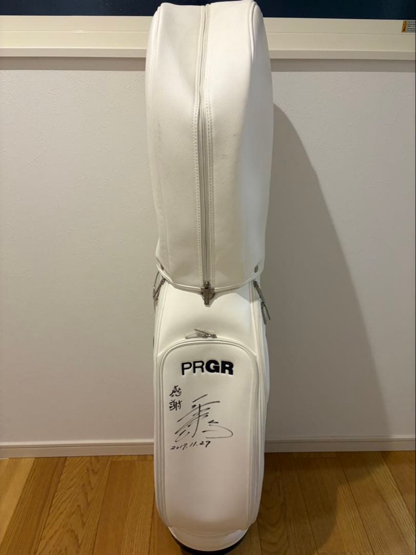 【直筆サイン入り】PRGR プロギア キャディバッグ ゴルフバッグ ホワイト 白 — image 4