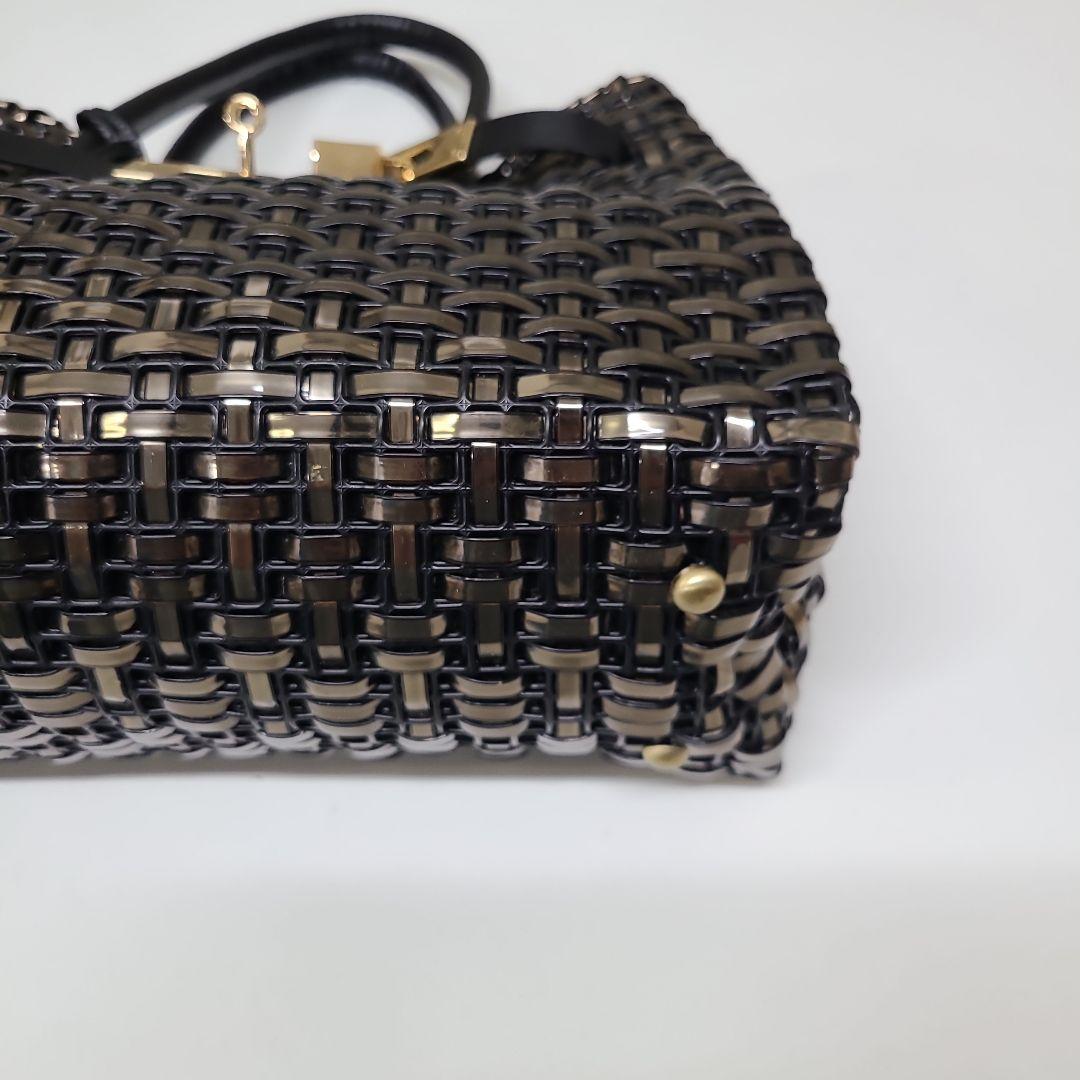 ラメルヘンテープ　編み込み ハンドバッグ　ゴールド金具 — image 5