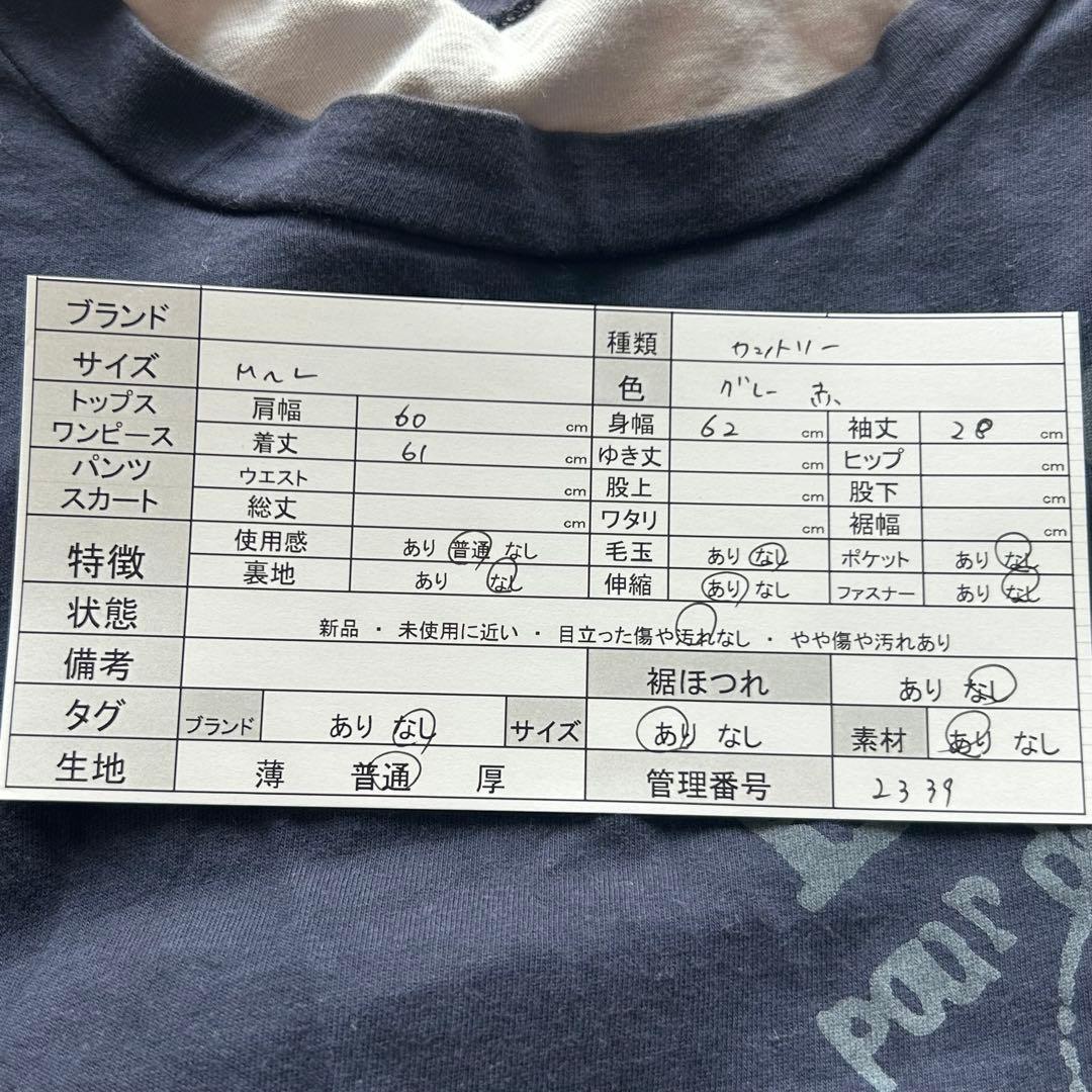 レイヤード風 カットソー ストライプ 切替 ネイビー 赤 M オーバーサイズ — image 2