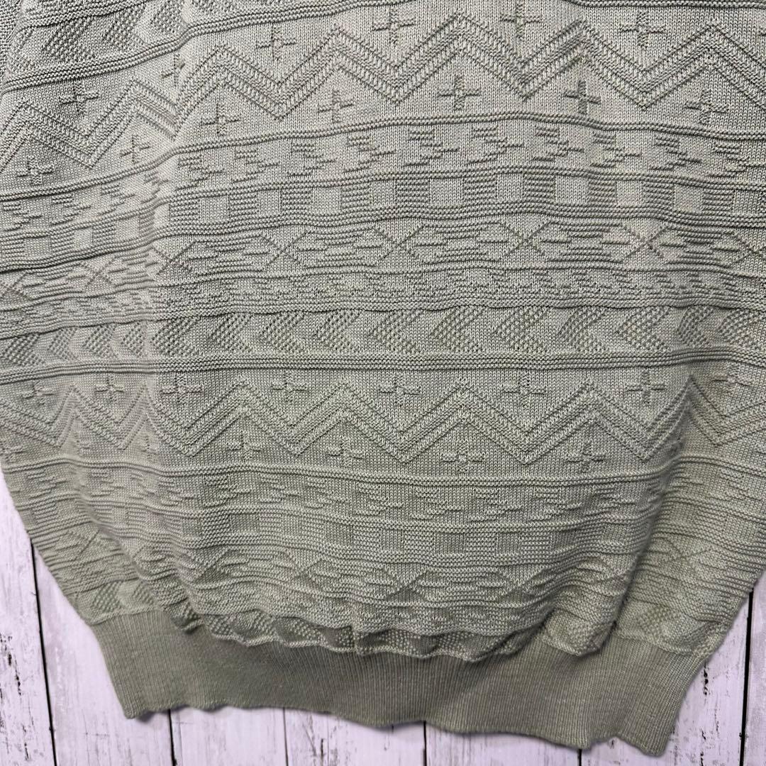 【美品☆レトロ感☆サマーニット】半袖ニット☆薄緑☆グリーン系☆立体　M — image 4
