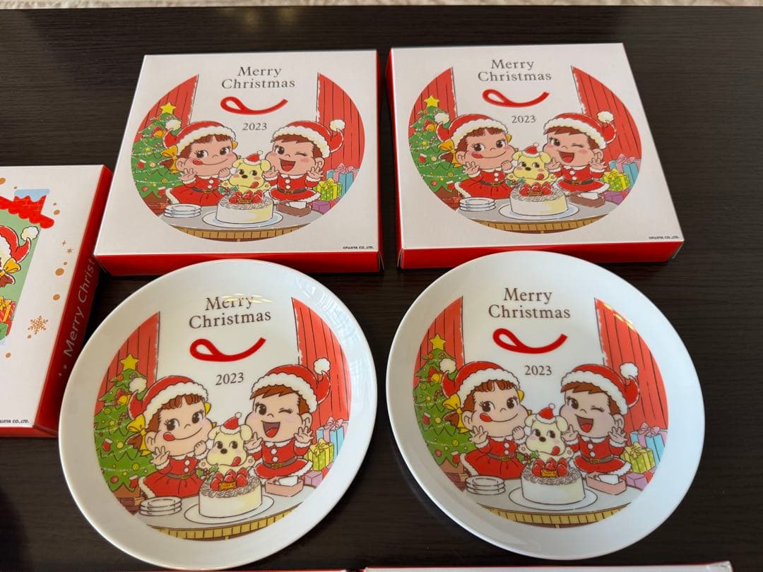 新品/未使用品　不二家クリスマスケーキ皿　5枚セット　希少　貴重　ペコちゃん — image 2