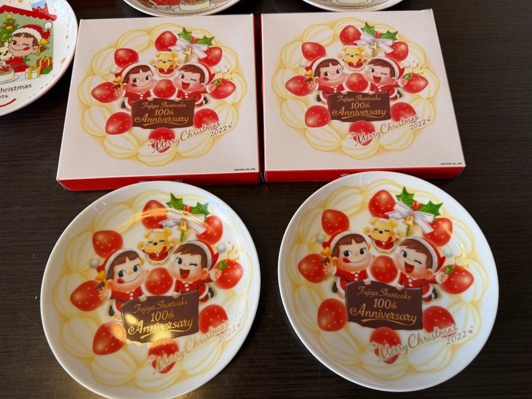 新品/未使用品　不二家クリスマスケーキ皿　5枚セット　希少　貴重　ペコちゃん — image 3