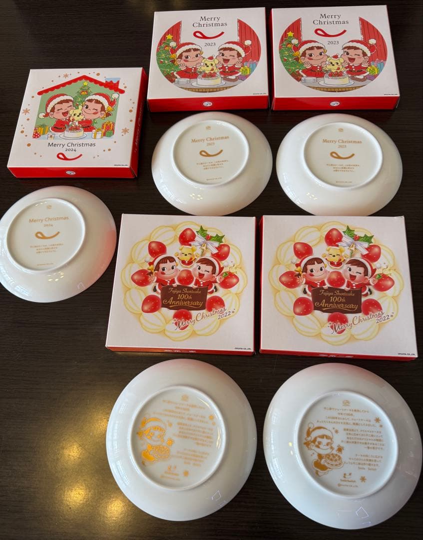 新品/未使用品　不二家クリスマスケーキ皿　5枚セット　希少　貴重　ペコちゃん — image 5